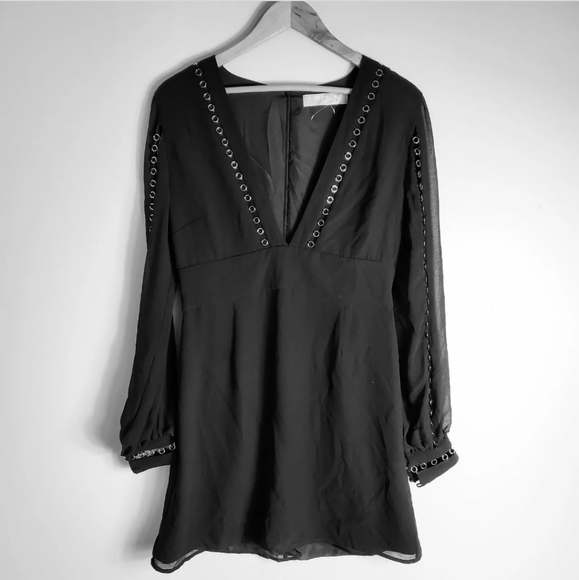 SOLD -NWOT KEEPSAKE Black Deep V Neck Mini Dress - Picture 3 of 6